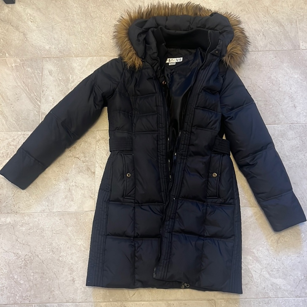 Black womens down puffer winter jacket